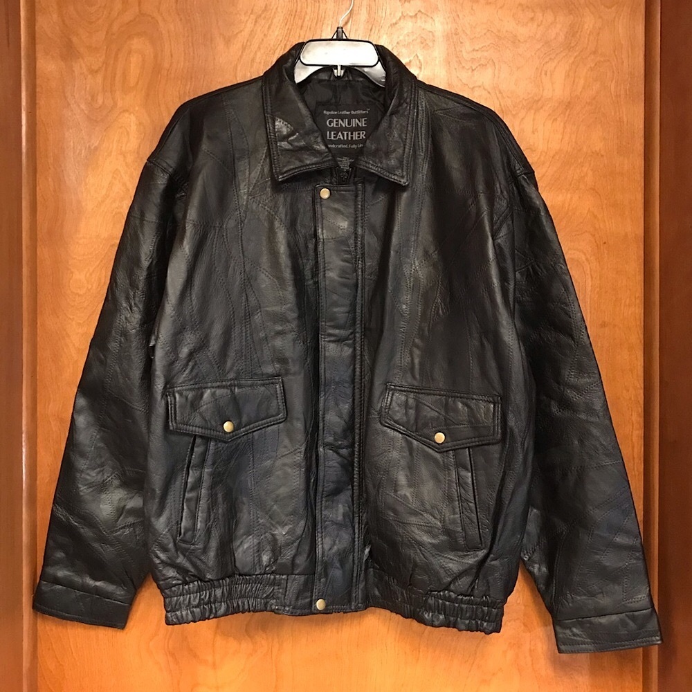 Napoline Leather Outfitters | Genuine Leather Bomber Jacket Black Size XXL